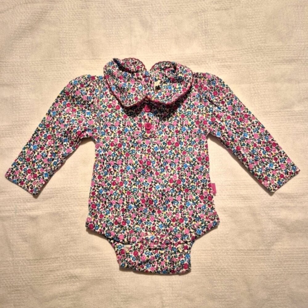 Jojo Maman Bébé girls size 3-6 months floral bodysuit EUC - Picture 1 of 6
